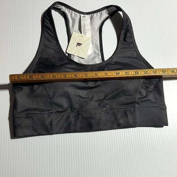 Fabletics On The Go Medium Impact Sports Bra Phone Pocket Size L Onyx Smudge NWT - Picture 7 of 9
